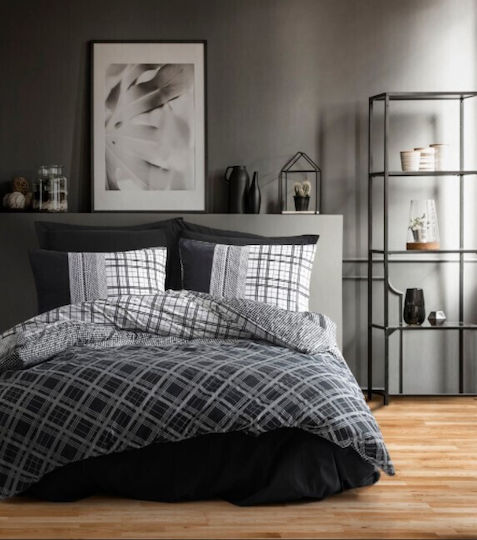100% Cotton Ranforce Double Bed Linen Cotton Box Carlos Black