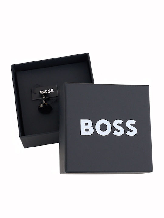 Boss Μανικετόκουμπα από Ασήμι σε Μαύρο Χρώμα