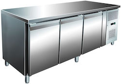Karamco Kühlschrank- und Gefriertruhen-Theke aus Edelstahl mit 3 Türen und Kühlgerät P179.5xTiefe70xHöhe86.5cm Karamco Kühlschrank- und Gefriertruhen-Theke aus Edelstahl mit 3 Türen und Kühlgerät P179.5xTiefe70xHöhe86.5cm