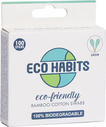 Eco Habits Βαμβακερές Μπατονέτες Μπαμπού Συσκευασία 100 Τμχ Πράσινες