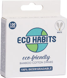 Eco Habits Βαμβακερές Μπατονέτες Μπαμπού Συσκευασία 100 Τμχ Λευκές