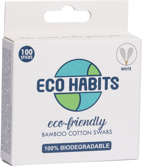 Eco Habits Βαμβακερές Μπατονέτες Μπαμπού Συσκευασία 100 Τμχ Λευκές