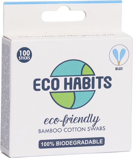Eco Habits Βαμβακερές Μπατονέτες Μπαμπού Συσκευασία 100 Τμχ Μπλέ