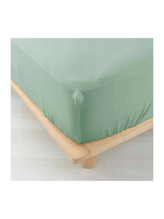 Douceur d'Intérieur Sheet Super-Double with Elastic 160x200cm. Green
