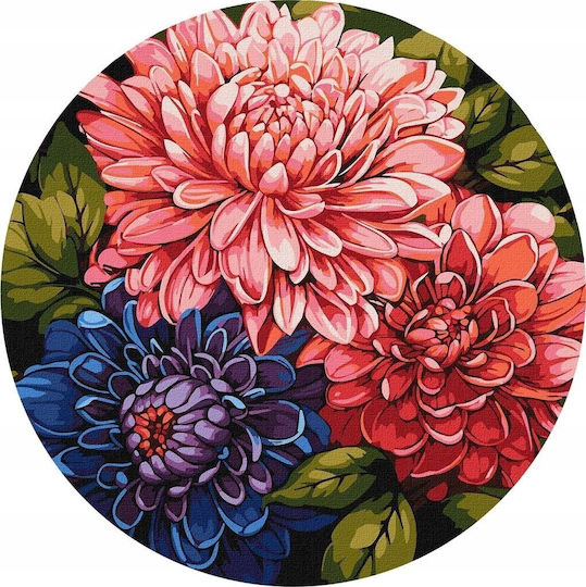 Pictură pe Numere Ideyka Ramă Rotundă 39x39cm Buchet Colorat