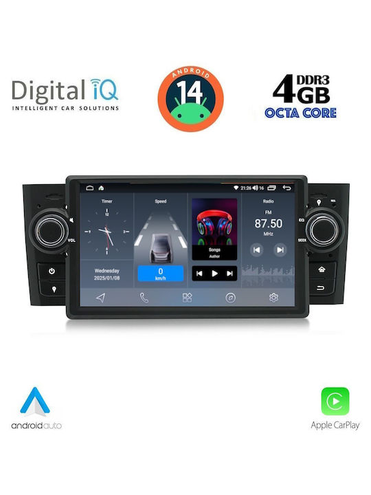 Digital IQ Car Audio System for Fiat Grande Punto 2005-2012 (Bluetooth/USB/WiFi/GPS/Apple-Carplay/Android-Auto) with Touch Screen 7"