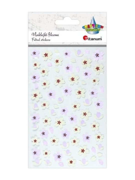 Felt Stickers Flowers White-Red Mix 75pcs