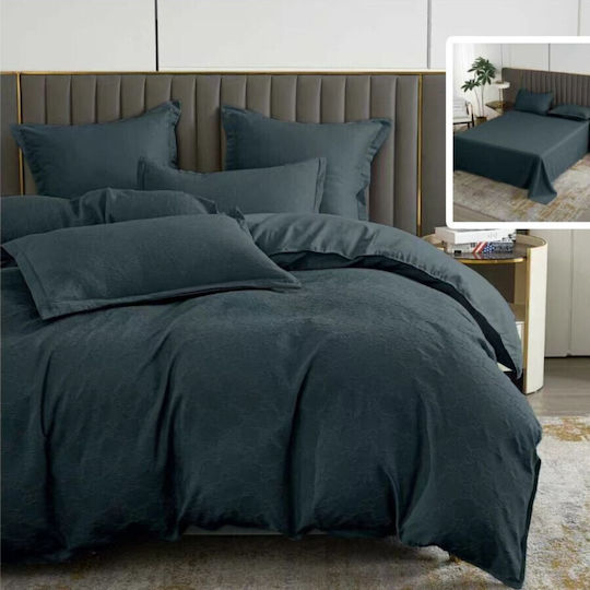Pucioasa Bettbezug-Set Doppelbett mit 4 Kissenbezügen & 1 Bettlaken 200x230 Black