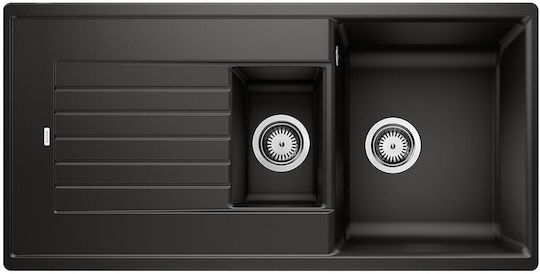 Blanco Silgranit Puradur Drop-In Kitchen Sink made of Liquid Granite 100x50cm Black