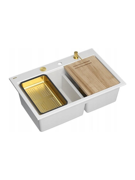 GraniteQ Drop-In Sink Synthetic Granite W76xD50...