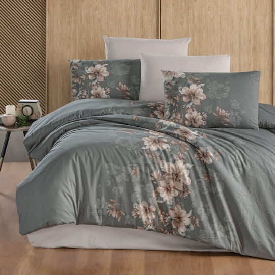 First Choice Set Huse Pentru Pilote 100% Bumbac Dublu Cu 4 Fețe De Pernă & 1 Cearceaf 200x220cm Gri