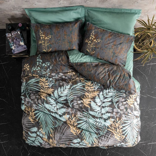 Cotton Box Set Husă de Pilotă Dublă cu 4 Fețe de Pernă & 1 Cearsaf 200x220 Verde