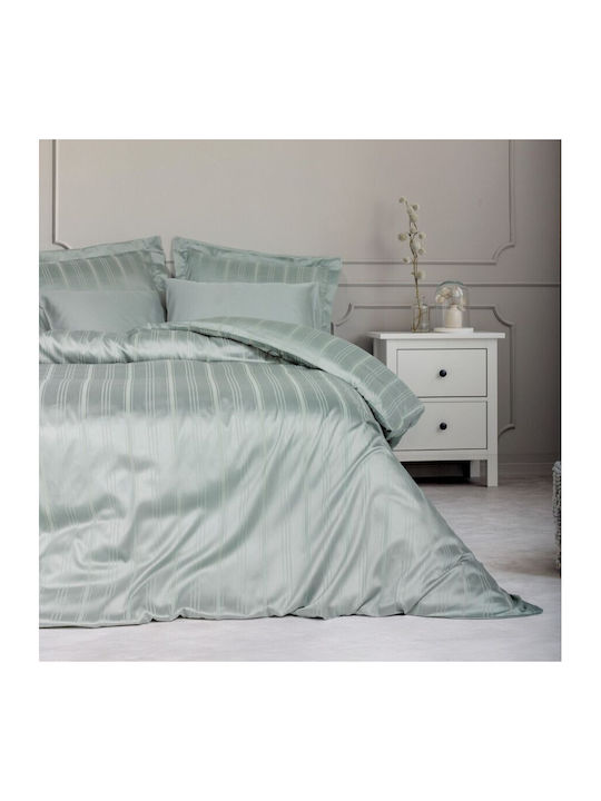 Cotton Box Set Husă de Pilotă Bumbac Dublă cu 4 Fețe de Pernă & 1 Cearsaf 200x220 Mint Green