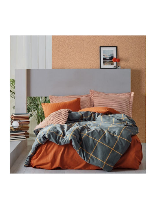 Cotton Box Duvet Cover Set Cotton Double with 2 Pillowcases & 1 Sheet 200x220 Cinnamon