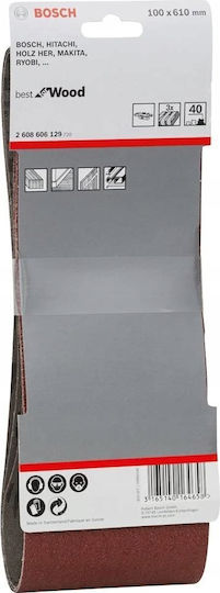 Bosch Γυαλόχαρτο K40 100x610mm Σετ 3τμχ