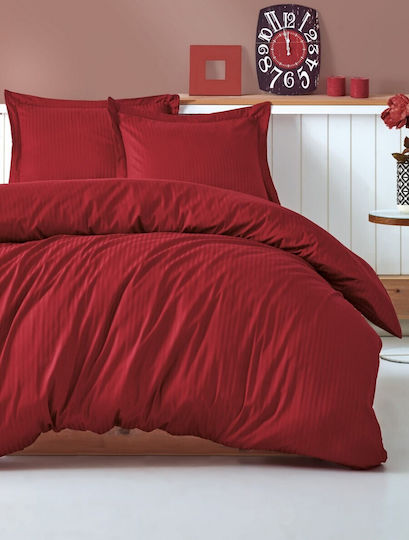 Cotton Box Set Husă de Pilotă Dublă cu 2 Fețe de Pernă & 1 Cearsaf 200x220 Claret Red