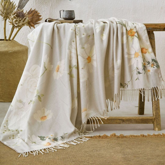 Cotton Club Super-Size Decke mit Fransen 220x240cm Weiß