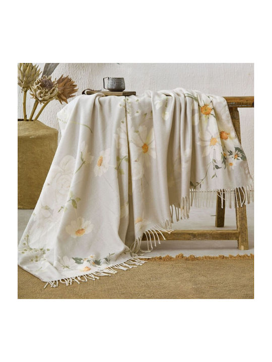 Cotton Club Halbduenne Decke mit Fransen 180x220cm Beige