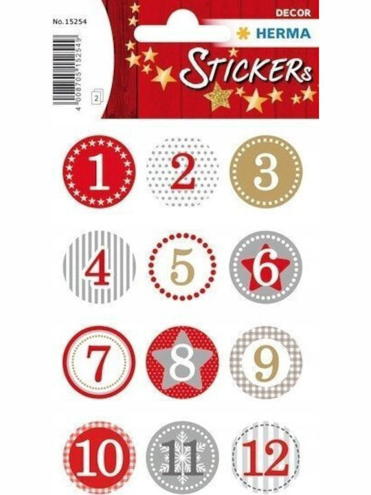 Herma Countdown Calendar Herma Decor Advent Calendar 1-24 Red Ø 2 cm