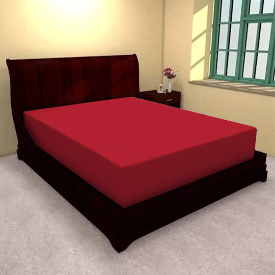 Pucioasa Cearceafuri De Pat Single Cu Hugger Din Cauciuc 100x200+25cm Roșu