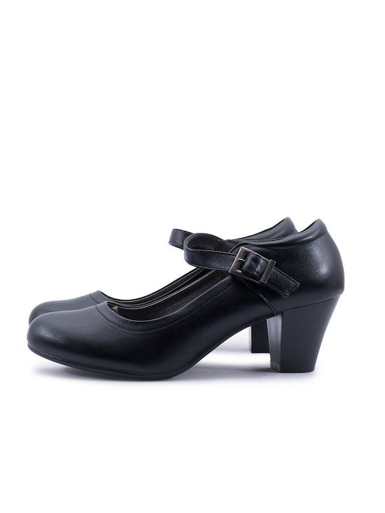 Pumps mit Riemchen & mittelhoher Absatz Schwarz