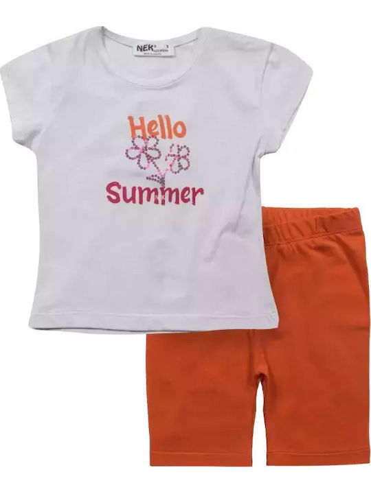 Nek Kids Wear Kinderbekleidungsset mit Leggings Weiß 2 Stück