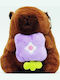 Toy Plus Keychain Capybara Type Children 3+ Years Length 11cm Brown Color Purple Flower Abyz