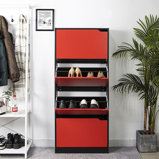 Wooden Shoe Organizer Red 63x24x150cm