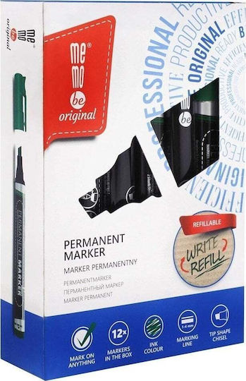 Marker permanent verde 12 buc Memobe