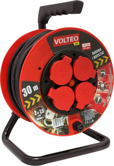 Volteo Waterproof Extension Reel Cord 3 x 1.5mm²/20m Red