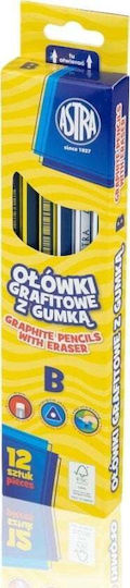 Graphite Pencil B Eraser Astra 206120011 Set 12 Pcs