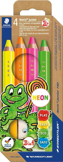 Staedtler Noris Junior Neon Pencils 4 Colors + Sharpener