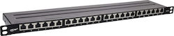 Inline 19" Patch Panel Cat.6a 0.5u 24-port Dust Protection Black Inline 19" Patch Panel Cat.6a 0.5u 24-port Dust Protection Black