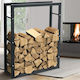 Bakaji Metal Indoor Fireplace Stove Log Holder Support 100x80x25cm 02835841