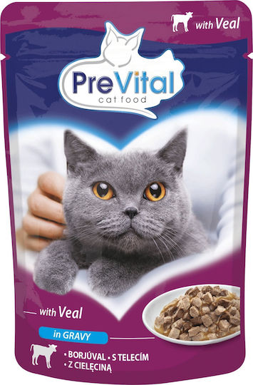PreVital Nassfutter für Katzen in Beutel mit Kalb 100gr