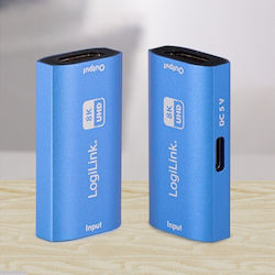 Logilink HDMI повторител 8K/60Hz HDCP2.3 алуминий синьо
