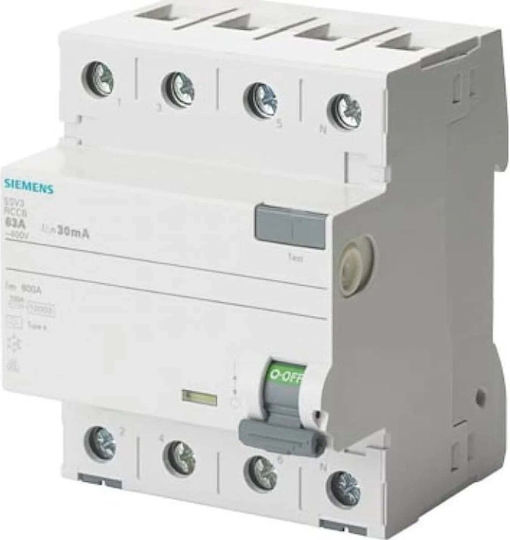 Siemens Ρεле за фаза Изтичане на земя 40Спецификация Четириполюсно с Напрежение 400V