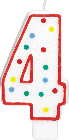 Amscan Polka Dot Number Candle Four 4 13 cm 1 Piece Universal