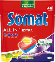 Somat All In 1 Extra Ταμπλέτες Πλυντήριο Πιάτων Λεμόνι & Λάιμ 44 Τεμάχια