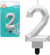 Godan Kerze Nummer 2 Diamant Metallic Silber Pf...