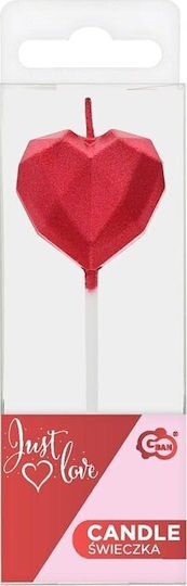 Candle Pick Heart Diamond Red 10.5x3.5cm