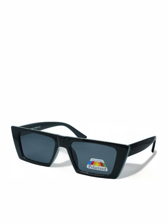 Optosquad Men's Sunglasses with Black Plastic Frame and Black Polarized Lens
