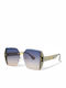 Optosquad Women's Sunglasses with Gold Metal Frame and Blue Gradient Lens 10046