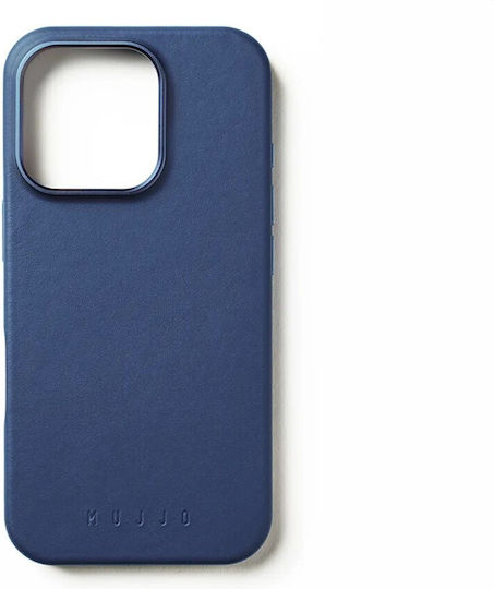 Mujjo Umschlag Rückseite Leder Blau (iPhone 17 Pro / iPhone 16 Pro)