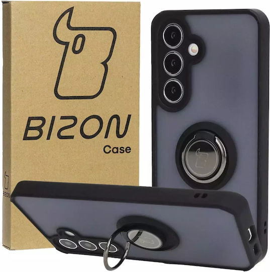 Bizon Hybrid Ring Back Cover Σιλικόνης / Tempered Glass Μαύρο (Galaxy S24)