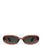 Meller Lua Women's Sunglasses With Red Horn-Rimmed Frame And Green Polarized Lens