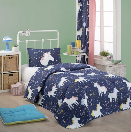 Eponj Home Set Cearceaf Pentru Copii Single Albastru Navy