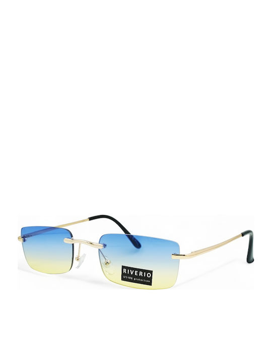 Riverio Unisex Sunglasses with Gold Metal Frame and Gold Gradient Lens