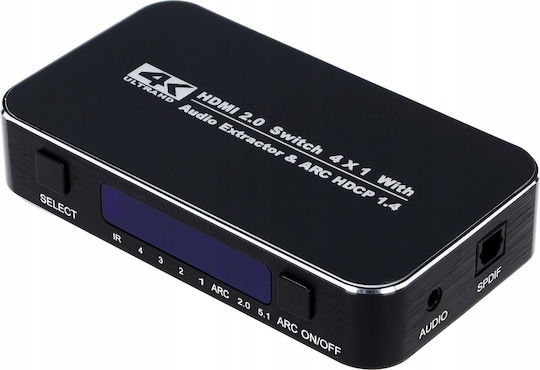 Pawonik HDMI Switch 2.0 4x1 UHD 4K HDCP HDR