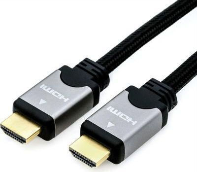 Roline Angle Cable HDMI male - HDMI male 1m Ασημί